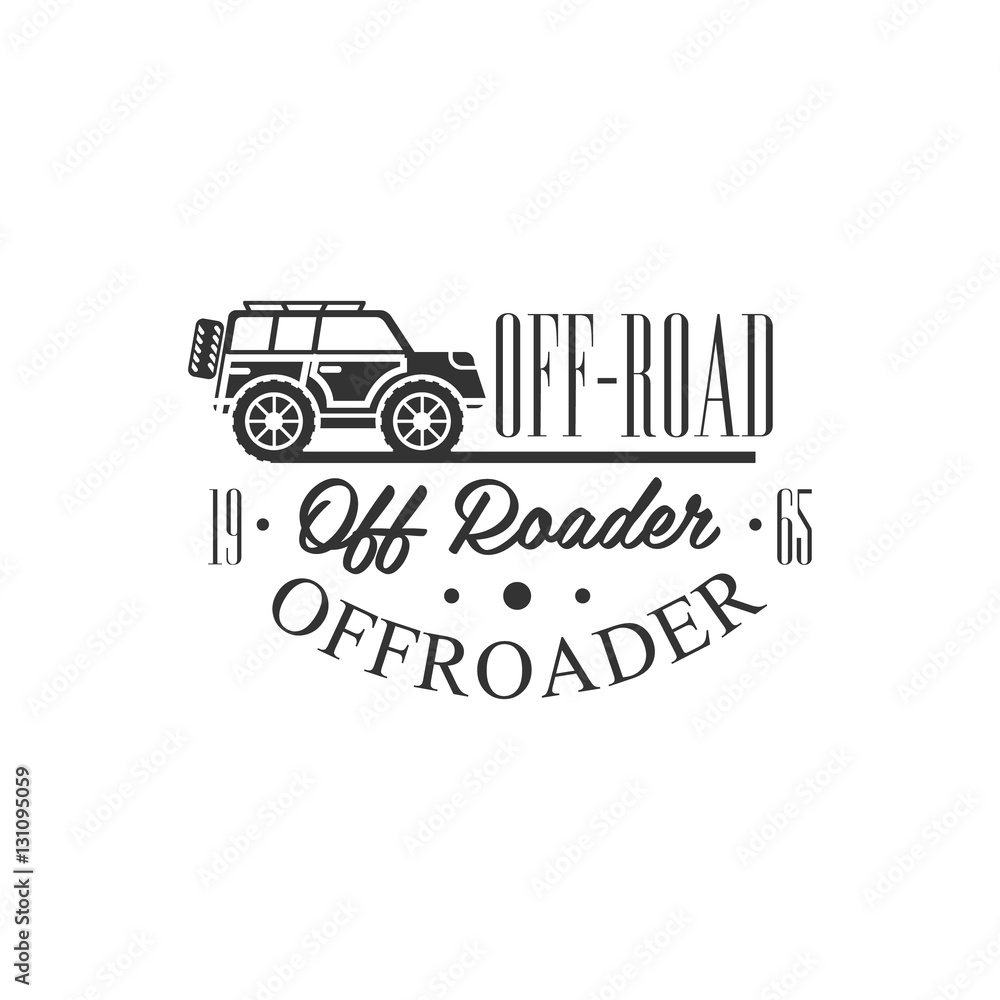 Off-Road Vehicles Extreme Club And Rental Black And White Promo Label Design Template