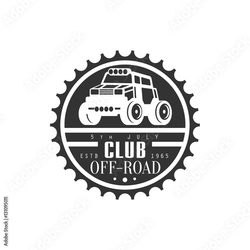 Off-Road Extreme Club And Rental Event Black And White Promo Label Design Template