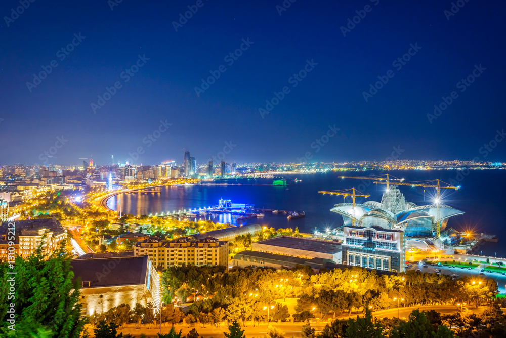 View over Baku at night, Azerbaijan