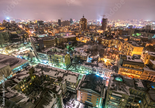 City at night panorama Night view of Kyiv