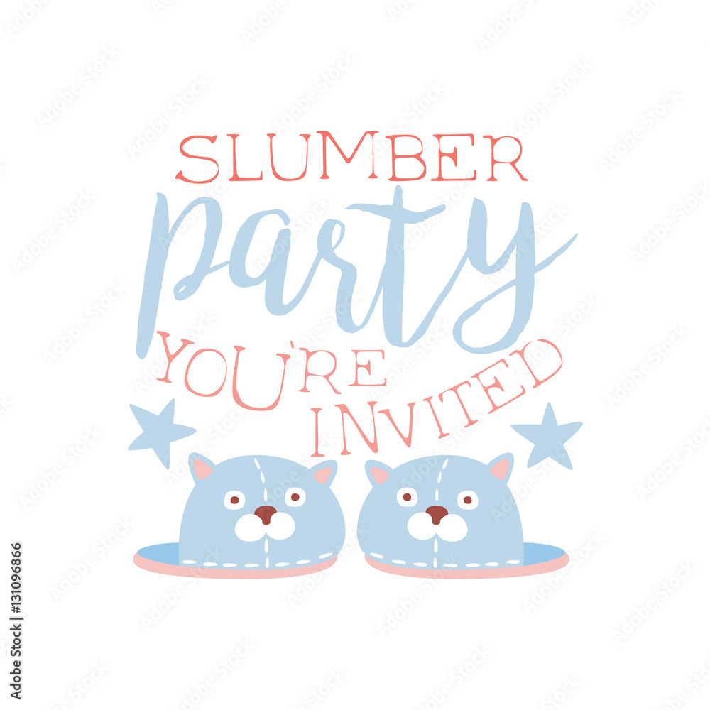 Girly Pajama Party Invitation Card Template With Pair Of Slippers Inviting Kids For The Slumber Pyjama Overnight Sleepover Girly Pajama Party Invitation Card Template With Pair Of Slippers Inviting Kids For The Slumber Pyjama Overnight Sleepover