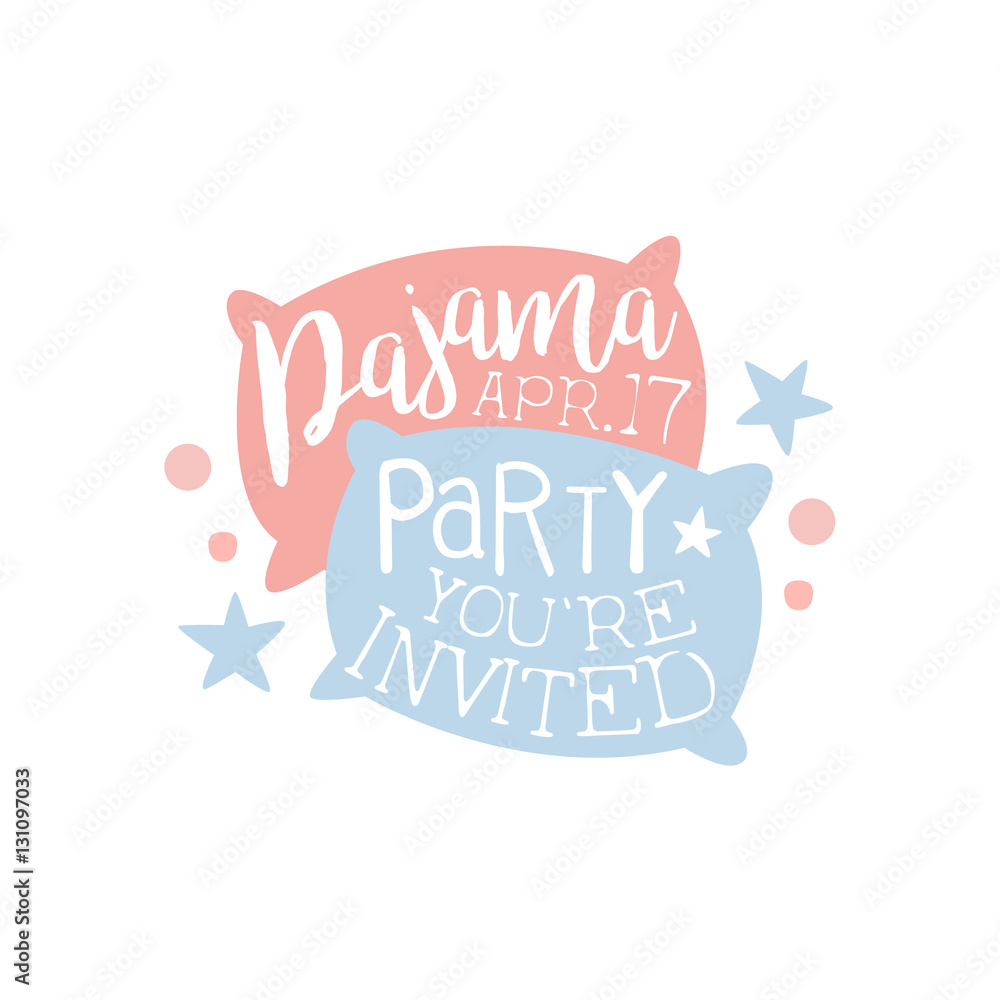 Girly Pajama Party Invitation Card Template With Two Pillows Inviting Kids For The Slumber Pyjama Overnight Sleepover Girly Pajama Party Invitation Card Template With Two Pillows Inviting Kids For The Slumber Pyjama Overnight Sleepover