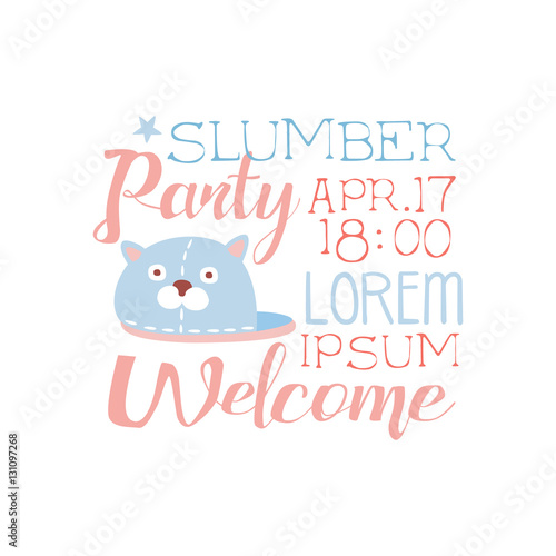 Girly Pajama Party Invitation Card Template With Slipper Inviting Kids For The Slumber Pyjama Overnight Sleepover