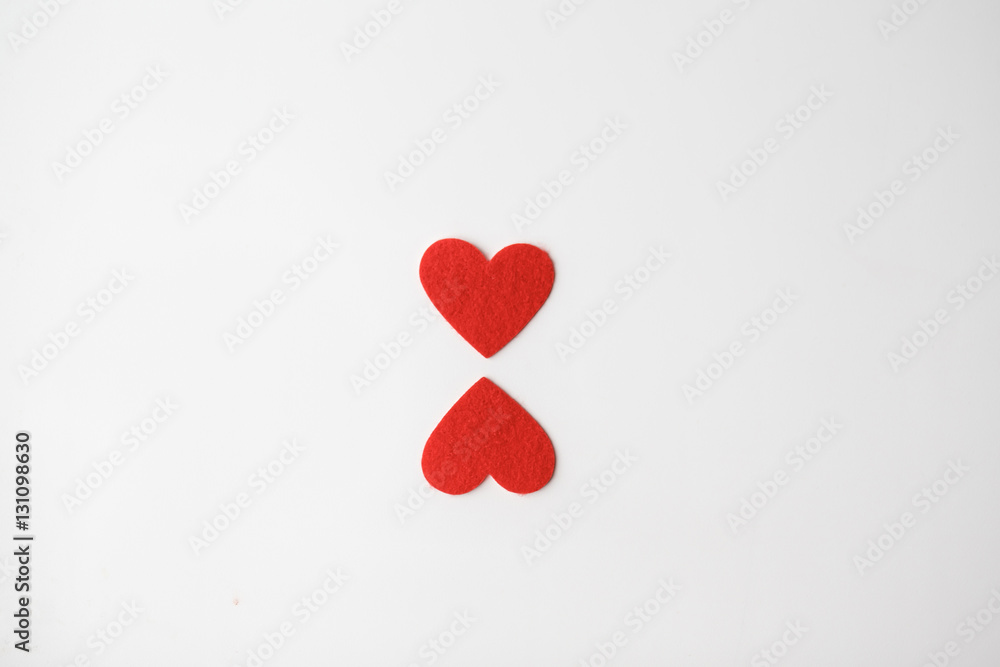Fototapeta premium Velvet hearts on Valentine's Day card