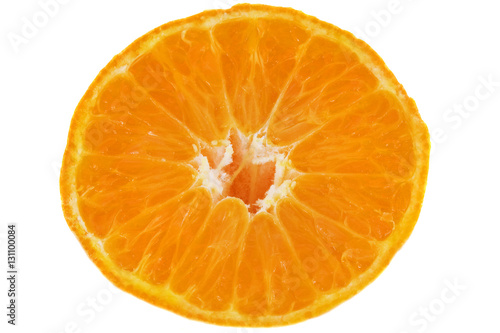 Fresh fruit tangerine slice macro shooting isolated over white b