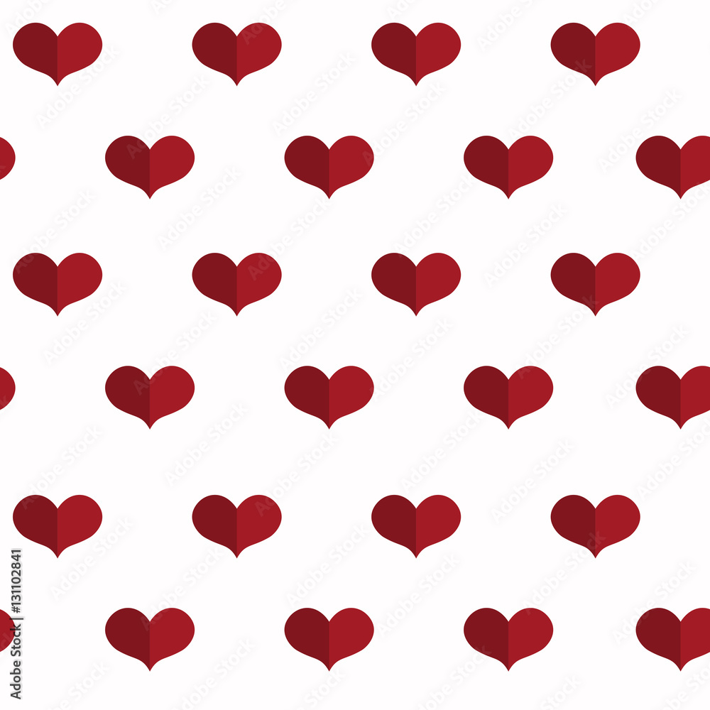 Seamless geometric pattern with hearts. Valentines day background. Flat background