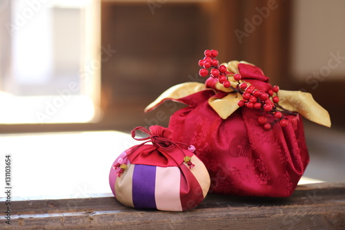 happy new year image of Korea,lucky bag and package,신년,선물,복주머니	