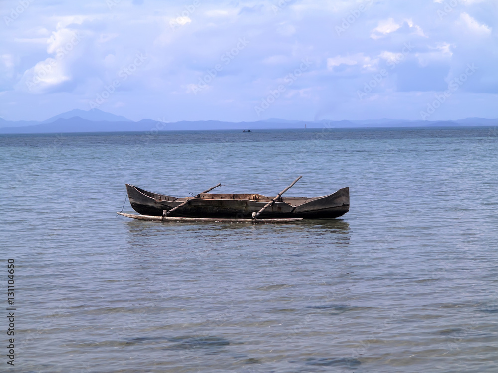 traditional boat carved from a tree trunk, Nosi Be, Madagascar, traditional boat carved from a tree trunk, Nosi Be, Madagascar,
