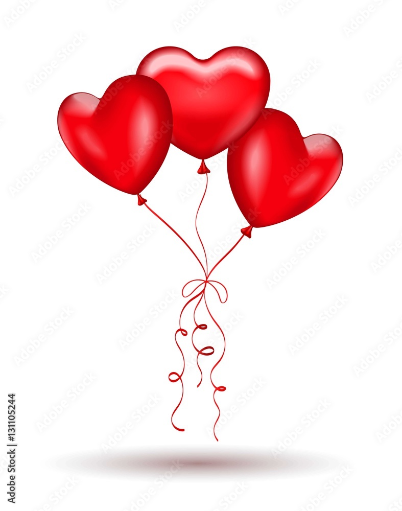 Copula of red gel balloons in the shape of a heart