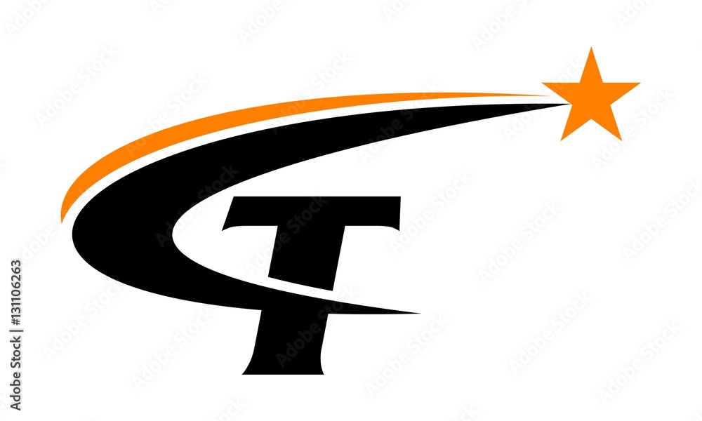 Star Swoosh Letter T Adobe Stock