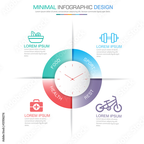 healthy Infographic Elements with food and exercise plan  proces