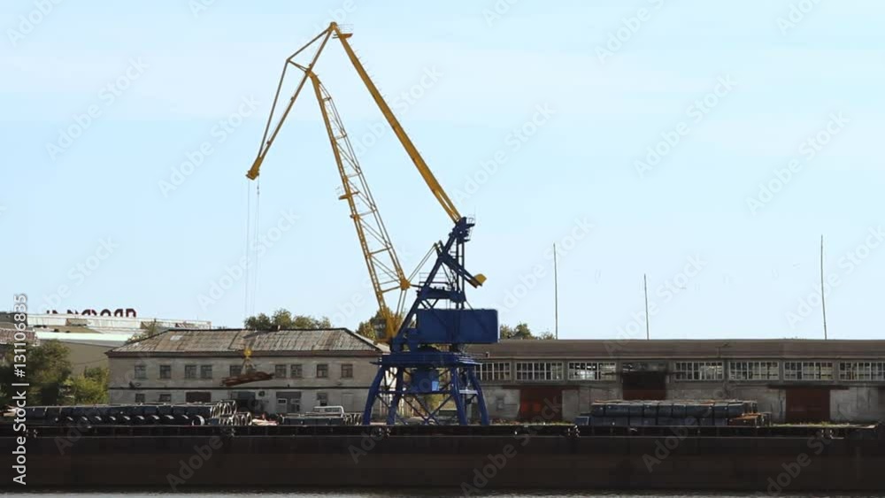crane in the port moves loads crane in the port moves loads
