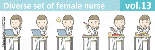Diverse set of female nurse , EPS10 vector format vol.13