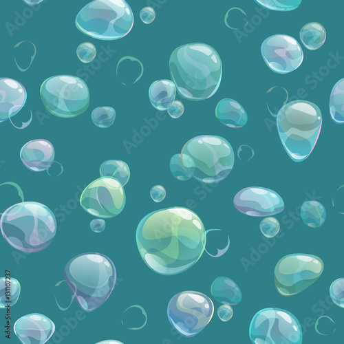 Seamless pattern with cartoon soap bubbles.