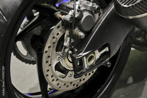 Detail Motorcycle disk brake. photo