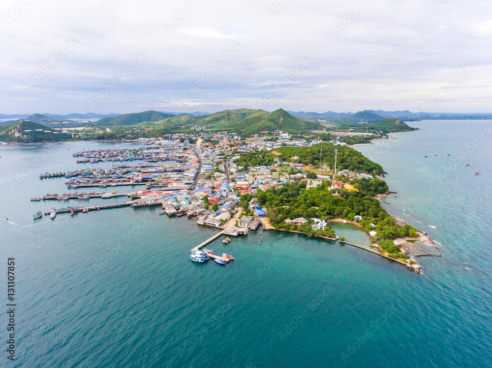 Aerial Shot of Beautiful  Fisherman Village and Pier