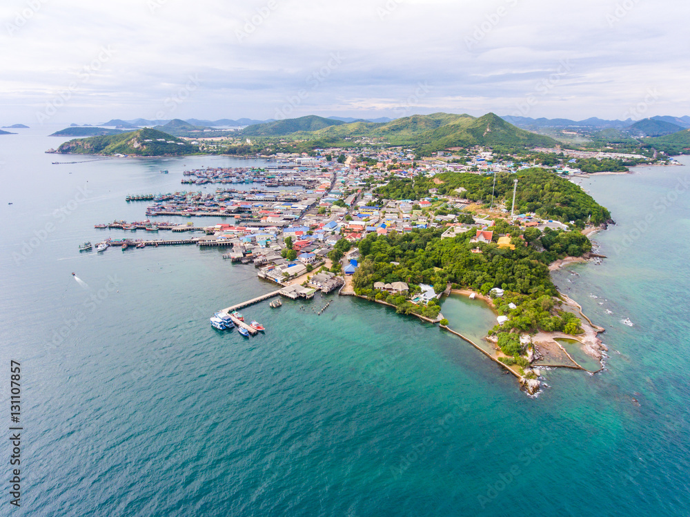 Aerial Shot of Beautiful  Fisherman Village and Pier