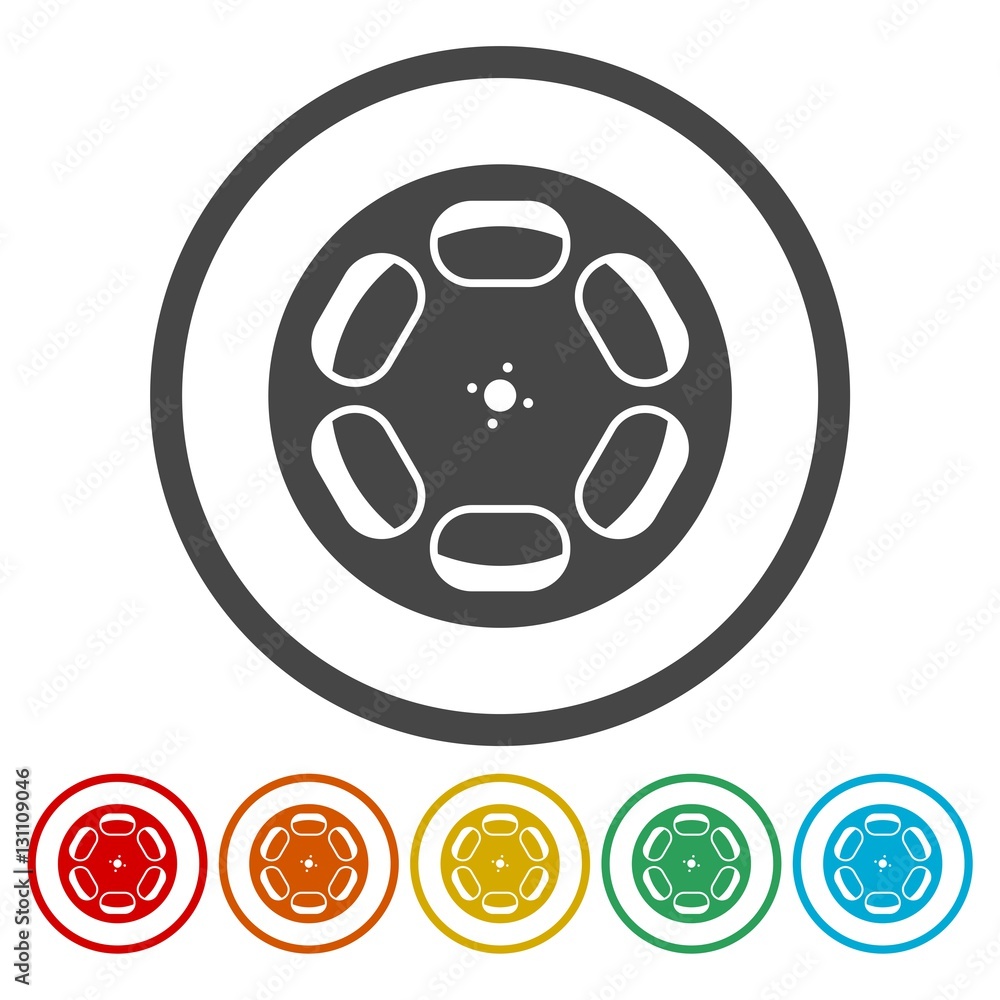 Film reel icons set 