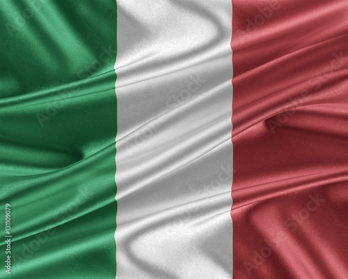 Italy flag with a glossy silk texture.