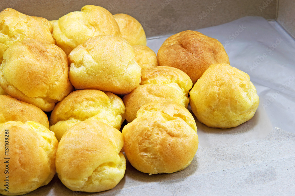 Choux dough in box. Choux dough in box.
