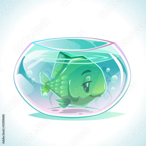 Cartoon melancholy vector green fish