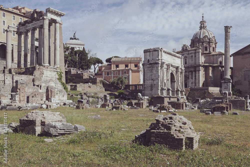 palatine ruins view in the city of rome