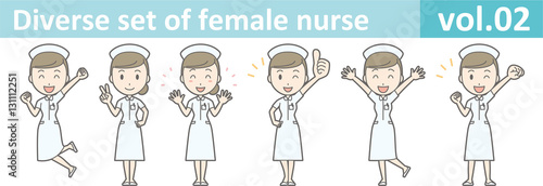 Diverse set of female nurse , EPS10 vector format vol.02