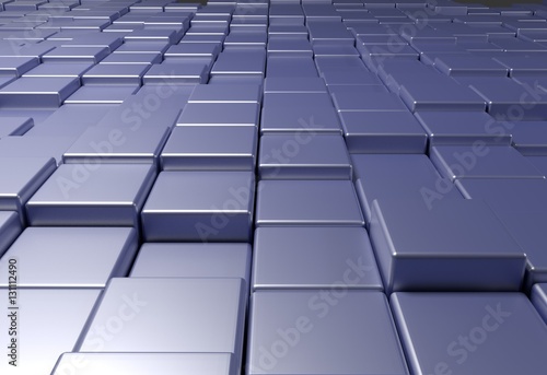 wall of uneven tiles brick or cubes, 3d illustration
