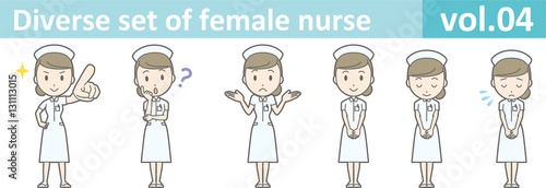 Diverse set of female nurse , EPS10 vector format vol.04