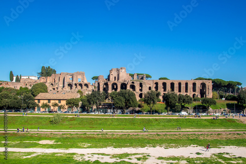 Circus Maximus and ruins of Palatine hill, in Rome, Italy