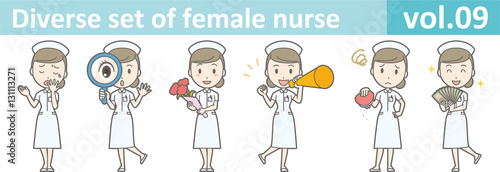Diverse set of female nurse , EPS10 vector format vol.09