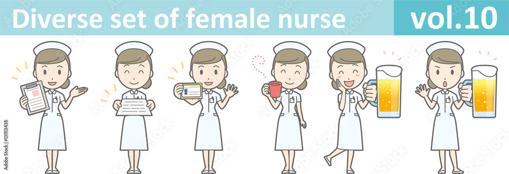Diverse set of female nurse , EPS10 vector format vol.10 Diverse set of female nurse , EPS10 vector format vol.10