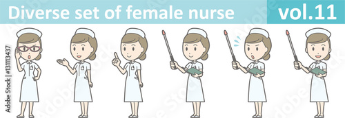 Diverse set of female nurse , EPS10 vector format vol.11