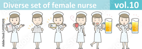 Diverse set of female nurse , EPS10 vector format vol.10