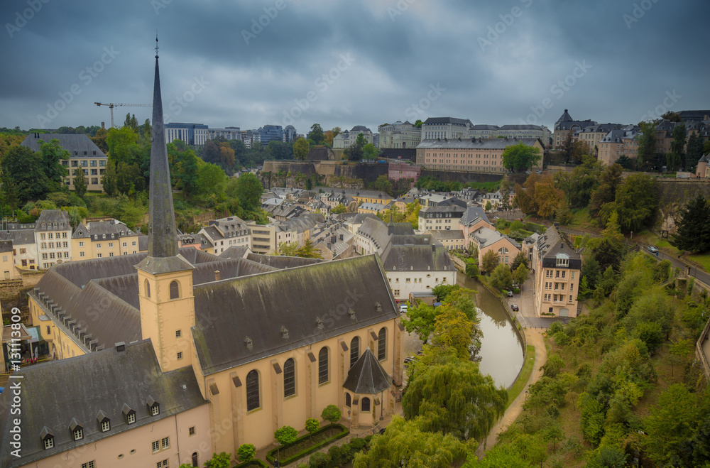 good day in rainy Luxembourg.Little fairy Luxembourg.Beautiful panorama from the highest point in Luxembourg.