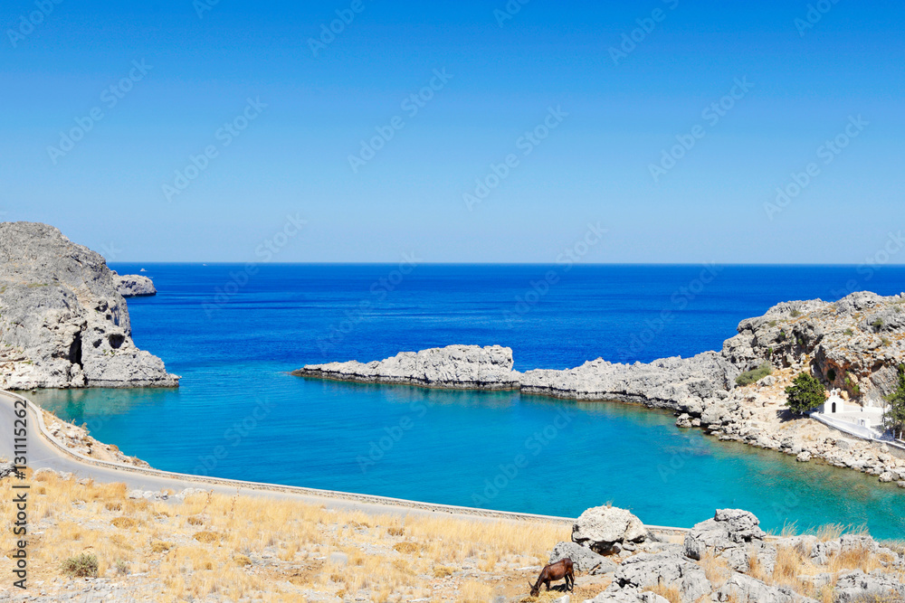 Agios Pavlos beach in Rhodes, Greece.