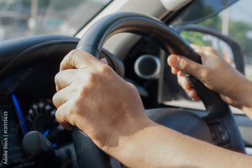 Woman driving car. The concept of safe driving. Woman driving car. The concept of safe driving.