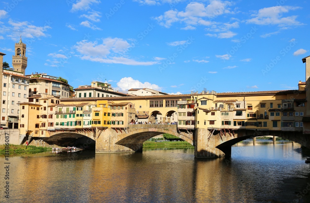 Ancient Bridge called Ponte Vecchio in Florence Italy over Arno