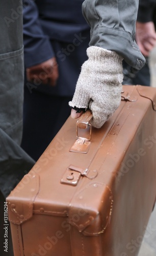 old leather suitcase and the broken glove photo