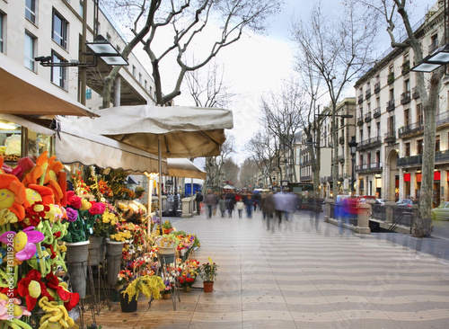 Photography La Rambla in Barcelona. Spain