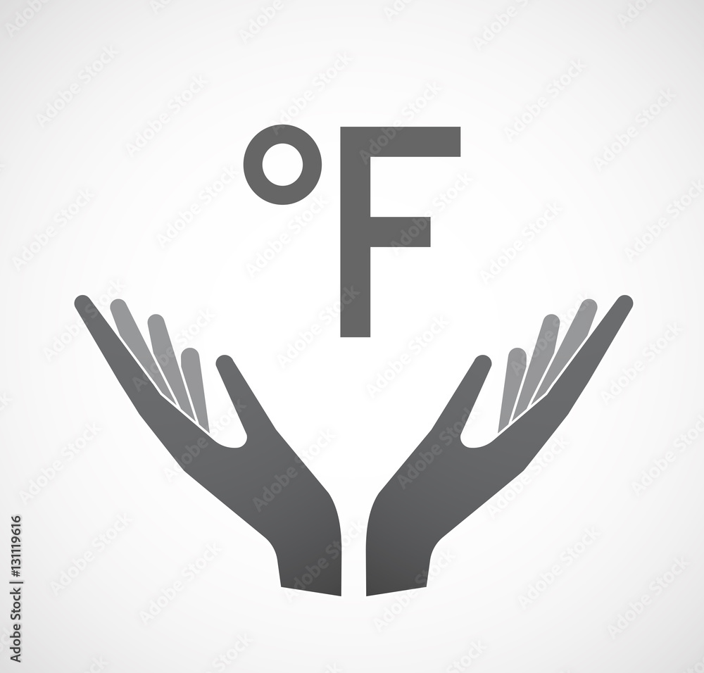 Isolated hands offering a farenheith degrees sign Isolated hands offering a farenheith degrees sign