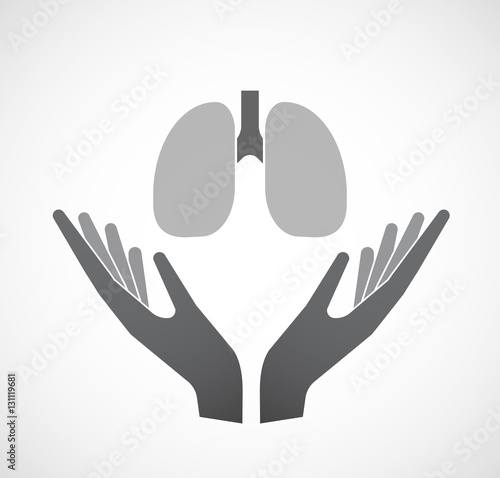 Isolated hands offering  a healthy human lung icon