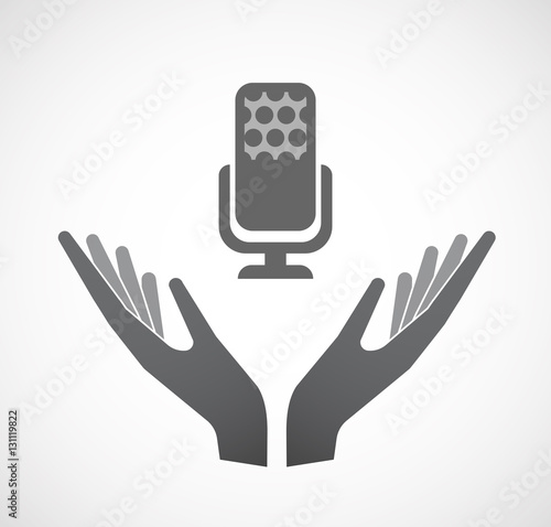 Isolated hands offering  a microphone sign