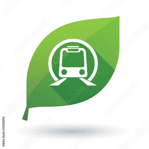 Isolated green leaf with  a subway train icon