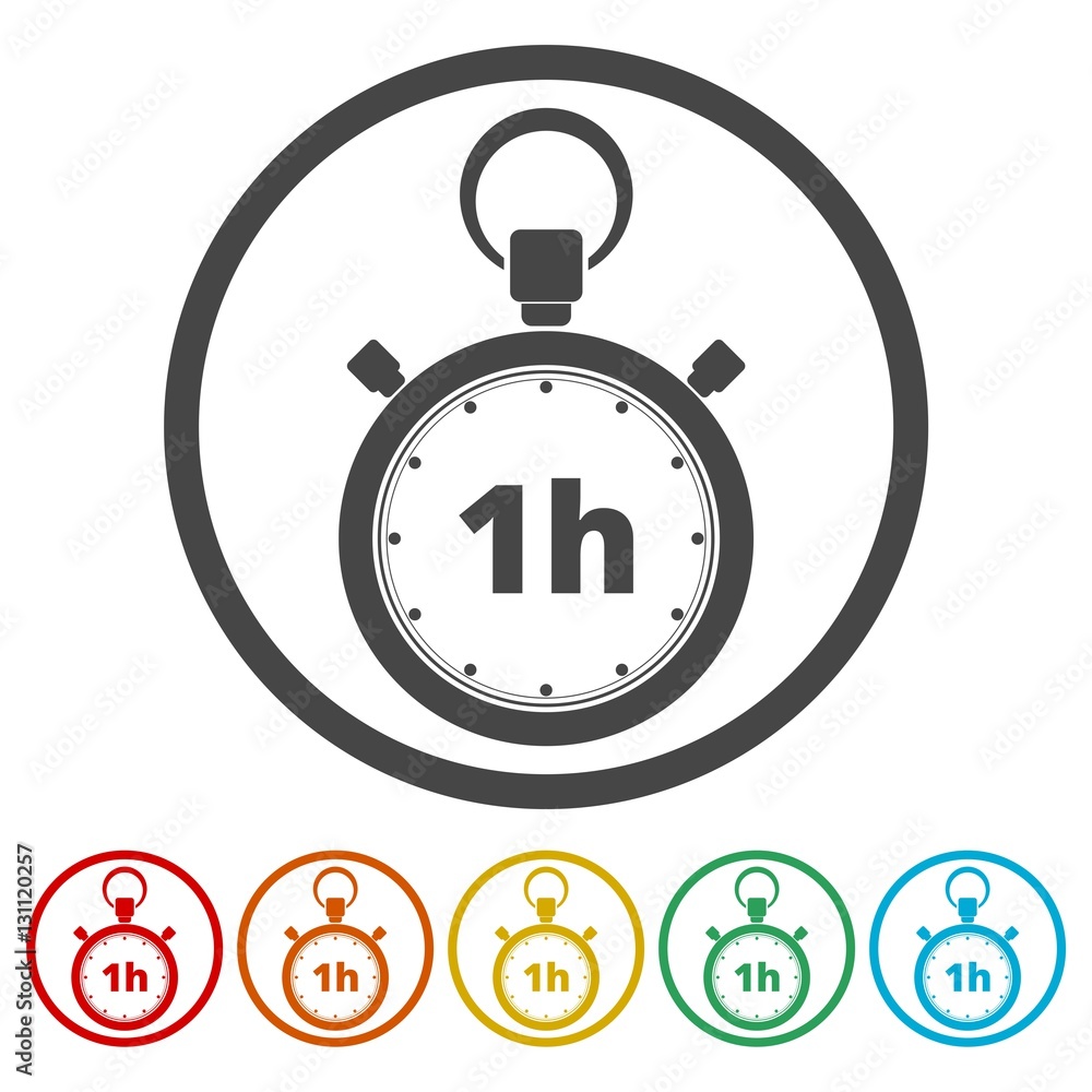 Vector illustration of 1h stopwatch icon Vector illustration of 1h stopwatch icon