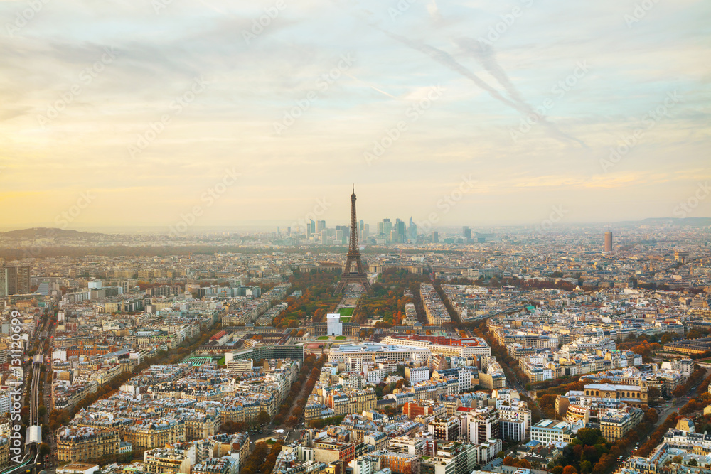 Aerial overview of Paris