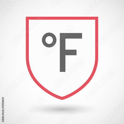 Isolated shield with  a farenheith degrees sign