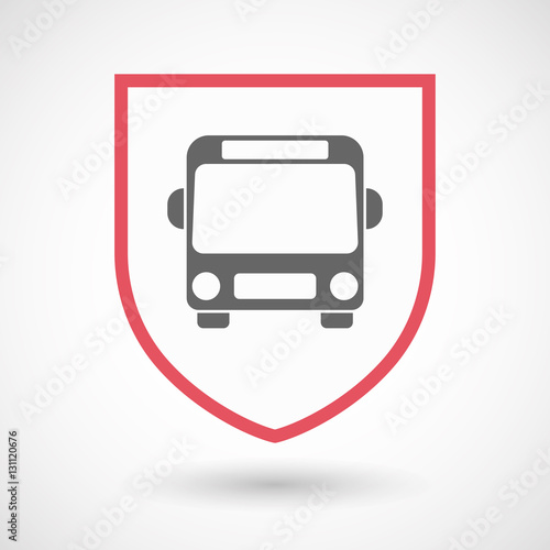 Isolated shield with  a bus icon