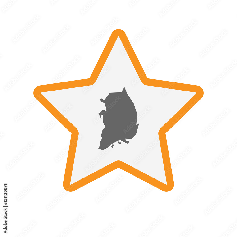 Isolated star with the map of South Korea Isolated star with the map of South Korea