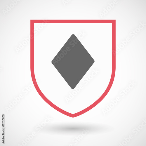 Isolated shield with  the  diamond  poker playing card sign